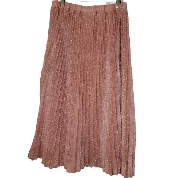 NWT Divided Skirt Women Small Metalic Pleated Elastic Waistband Pull On - Picture 2 of 5